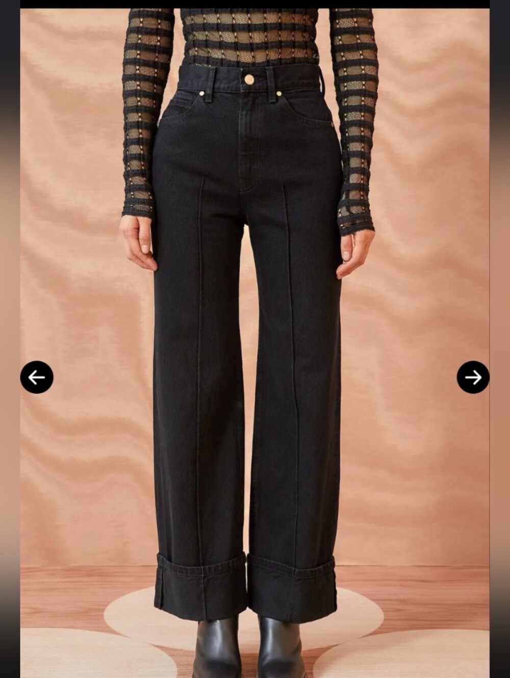Ulla Johnson Genevieve Wide Leg Jeans Pintuck Cuffed Hem